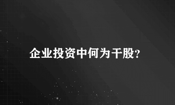 企业投资中何为干股？