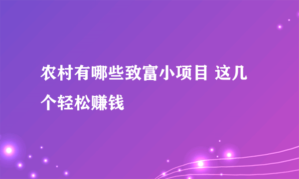 农村有哪些致富小项目 这几个轻松赚钱