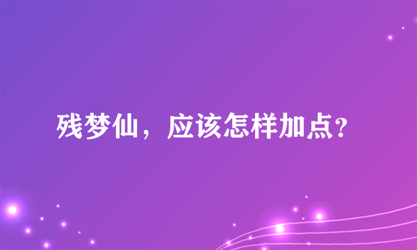 残梦仙，应该怎样加点？