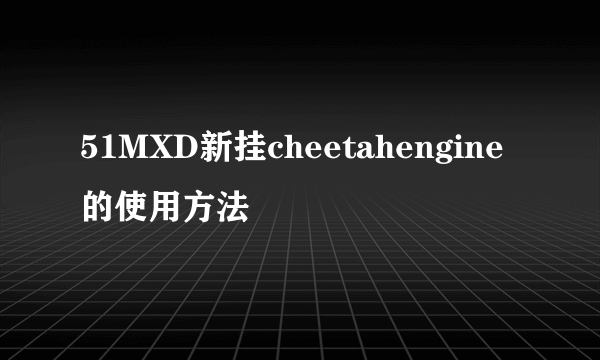 51MXD新挂cheetahengine的使用方法