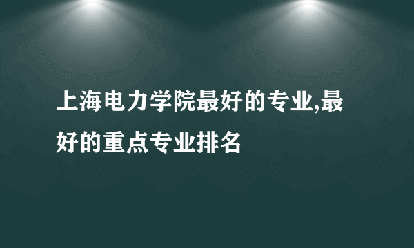 上海电力学院最好的专业,最好的重点专业排名