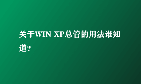 关于WIN XP总管的用法谁知道？