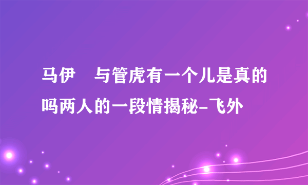 马伊琍与管虎有一个儿是真的吗两人的一段情揭秘-飞外