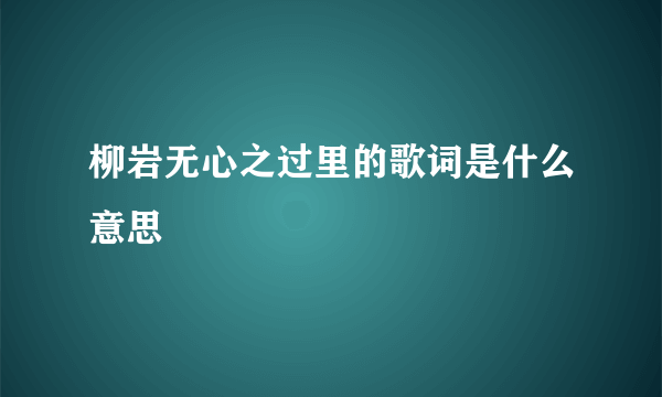 柳岩无心之过里的歌词是什么意思