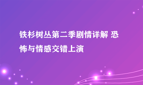 铁杉树丛第二季剧情详解 恐怖与情感交错上演