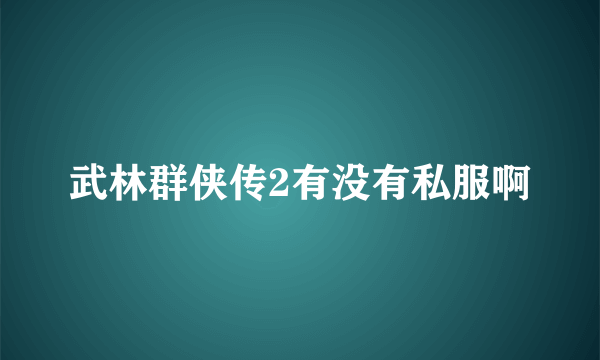 武林群侠传2有没有私服啊