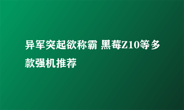 异军突起欲称霸 黑莓Z10等多款强机推荐