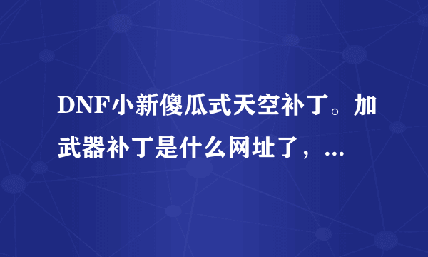 DNF小新傻瓜式天空补丁。加武器补丁是什么网址了，我存在qq里被删了。