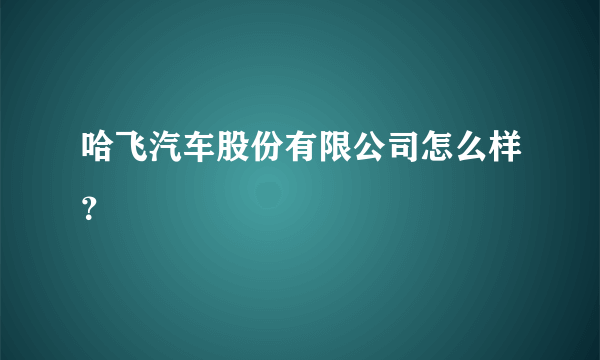 哈飞汽车股份有限公司怎么样？