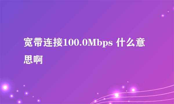 宽带连接100.0Mbps 什么意思啊