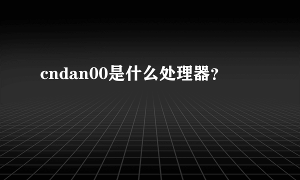 cndan00是什么处理器？