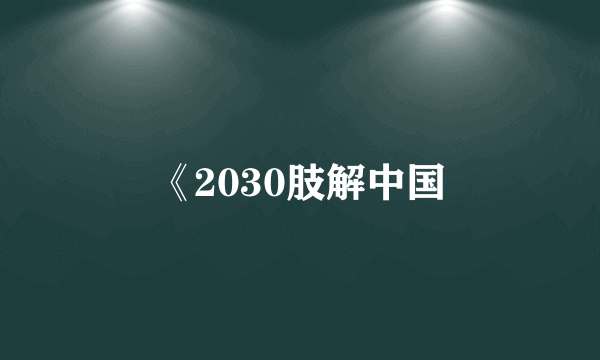 《2030肢解中国