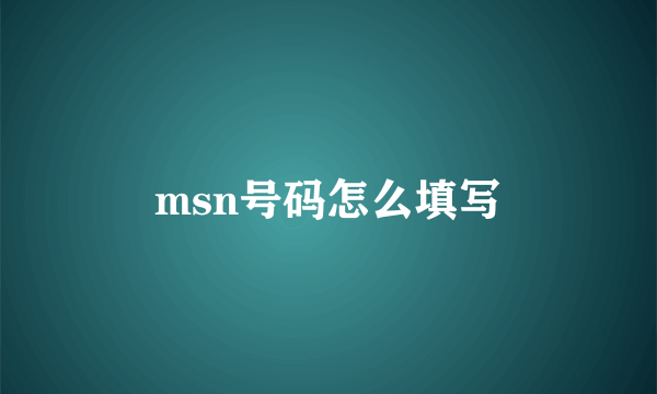 msn号码怎么填写