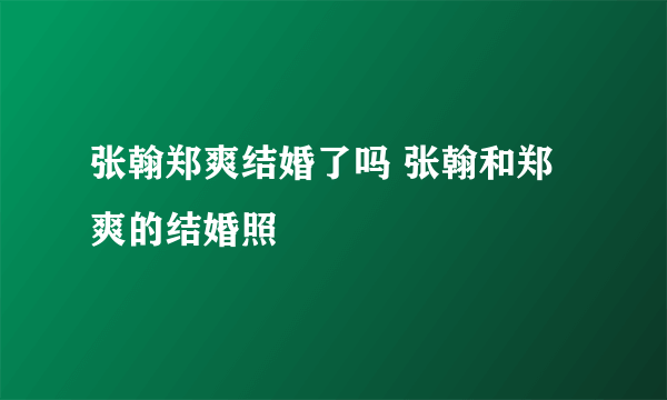 张翰郑爽结婚了吗 张翰和郑爽的结婚照