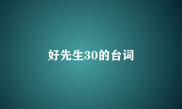 好先生30的台词