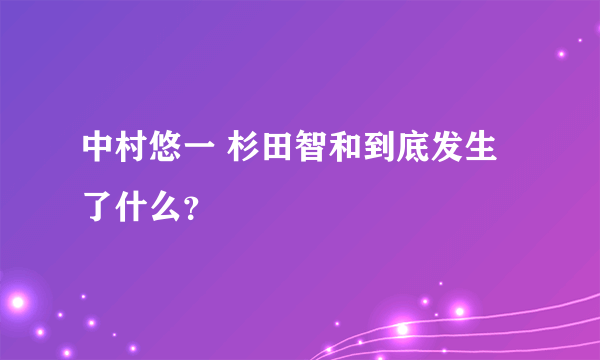 中村悠一 杉田智和到底发生了什么？