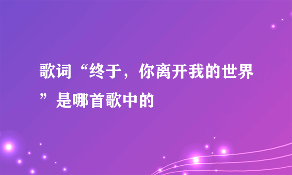 歌词“终于，你离开我的世界”是哪首歌中的