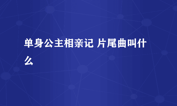 单身公主相亲记 片尾曲叫什么