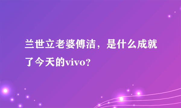 兰世立老婆傅洁，是什么成就了今天的vivo？