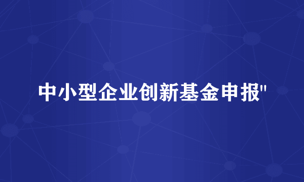 中小型企业创新基金申报