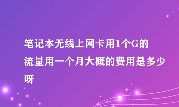 笔记本无线上网卡用1个G的流量用一个月大概的费用是多少呀