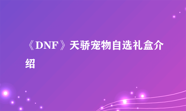 《DNF》天骄宠物自选礼盒介绍