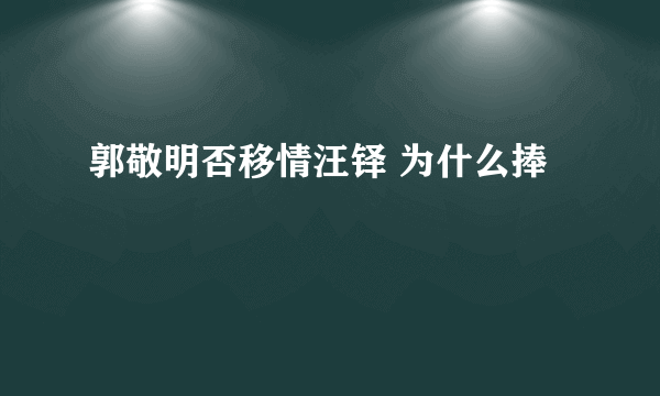 郭敬明否移情汪铎 为什么捧