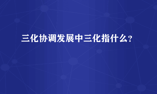 三化协调发展中三化指什么？