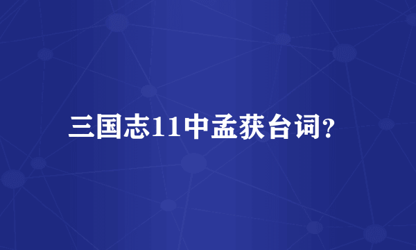 三国志11中孟获台词？