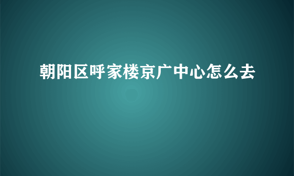 朝阳区呼家楼京广中心怎么去