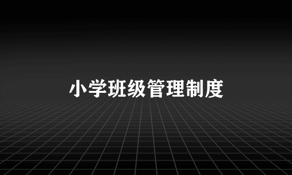 小学班级管理制度