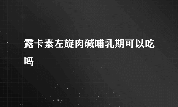 露卡素左旋肉碱哺乳期可以吃吗