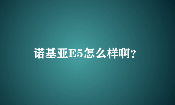 诺基亚E5怎么样啊？