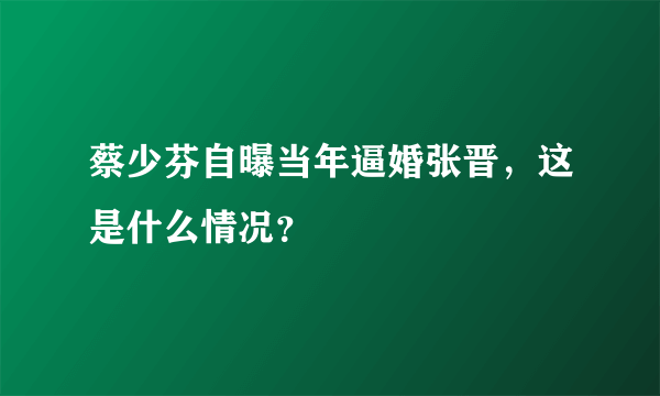 蔡少芬自曝当年逼婚张晋，这是什么情况？