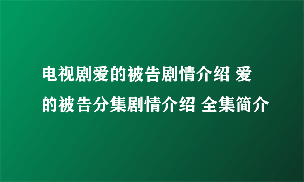 电视剧爱的被告剧情介绍 爱的被告分集剧情介绍 全集简介