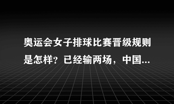 奥运会女子排球比赛晋级规则是怎样？已经输两场，中国女排还有出线的希望吗？