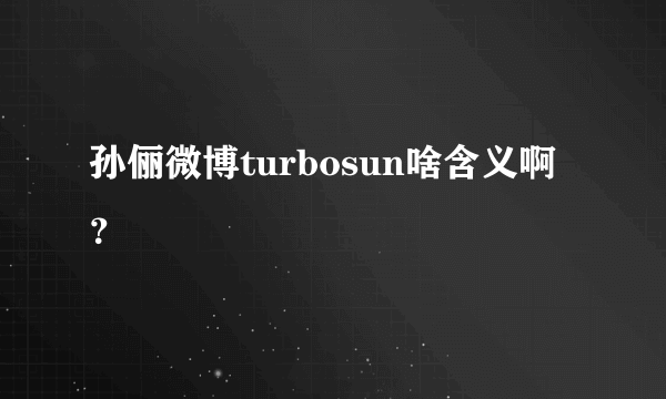 孙俪微博turbosun啥含义啊？