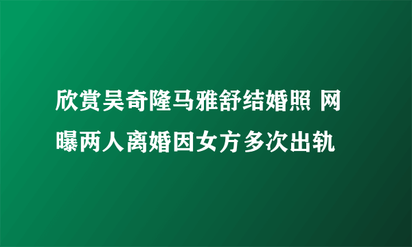 欣赏吴奇隆马雅舒结婚照 网曝两人离婚因女方多次出轨