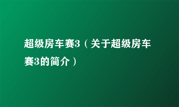 超级房车赛3（关于超级房车赛3的简介）