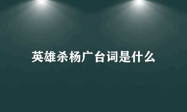 英雄杀杨广台词是什么