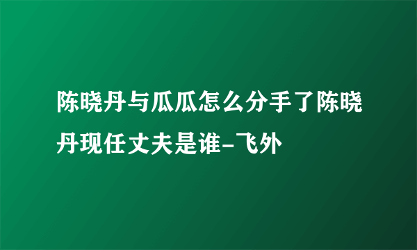 陈晓丹与瓜瓜怎么分手了陈晓丹现任丈夫是谁-飞外