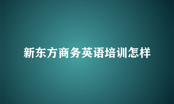 新东方商务英语培训怎样