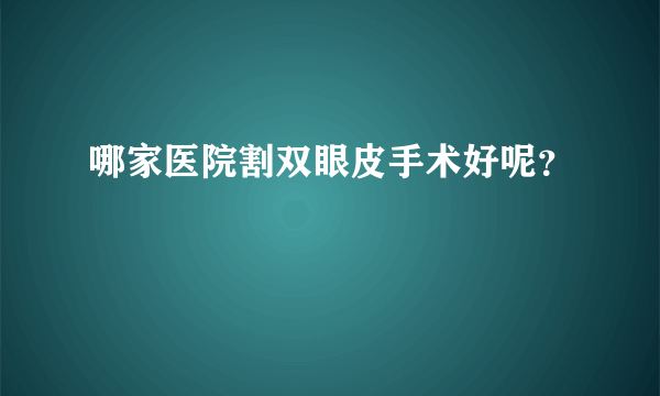 哪家医院割双眼皮手术好呢？