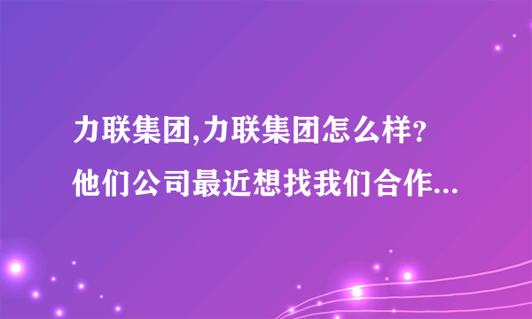 力联集团,力联集团怎么样？他们公司最近想找我们合作，想查查这家公司怎么样啊？