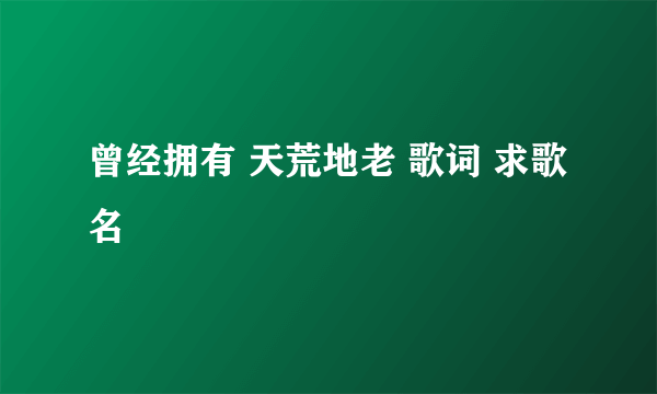 曾经拥有 天荒地老 歌词 求歌名