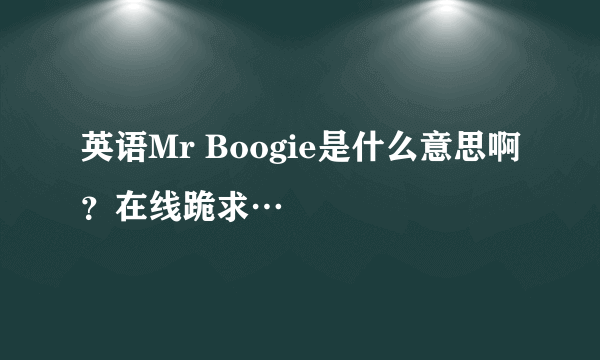 英语Mr Boogie是什么意思啊？在线跪求…