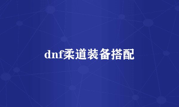 dnf柔道装备搭配