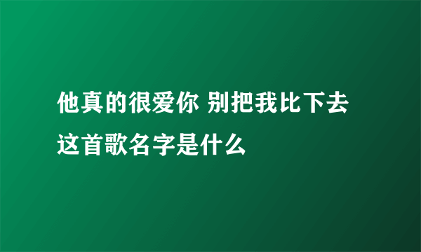 他真的很爱你 别把我比下去 这首歌名字是什么