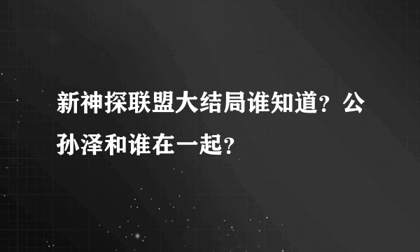 新神探联盟大结局谁知道？公孙泽和谁在一起？