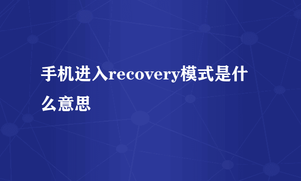 手机进入recovery模式是什么意思